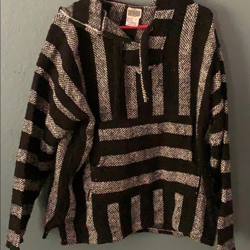 Black and white baja hoodie